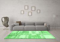 Machine Washable Abstract Emerald Green Modern Rug, wshabs3519emgrn