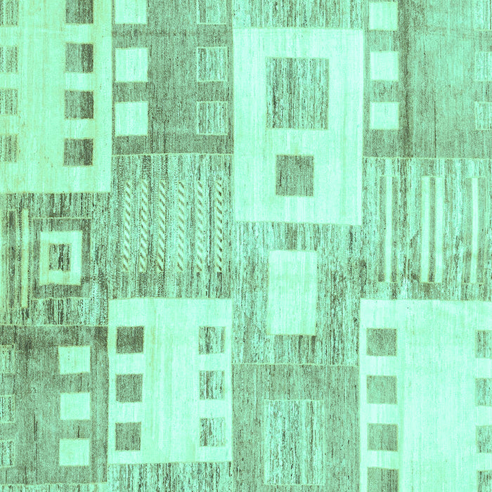 Square Machine Washable Abstract Turquoise Modern Area Rugs, wshabs3519turq