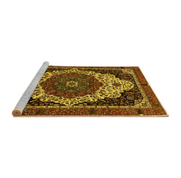 Sideview of Machine Washable Abstract Yellow Modern Rug, wshabs351yw