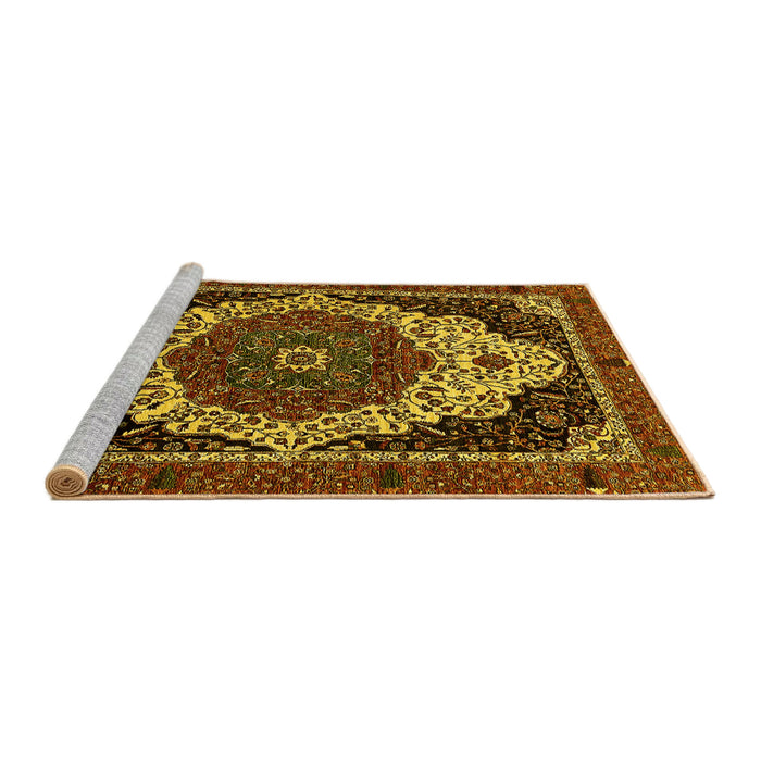 Sideview of Machine Washable Abstract Yellow Modern Rug, wshabs351yw