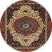 Round Machine Washable Abstract Red Rug, wshabs351