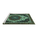 Sideview of Machine Washable Abstract Turquoise Modern Area Rugs, wshabs351turq