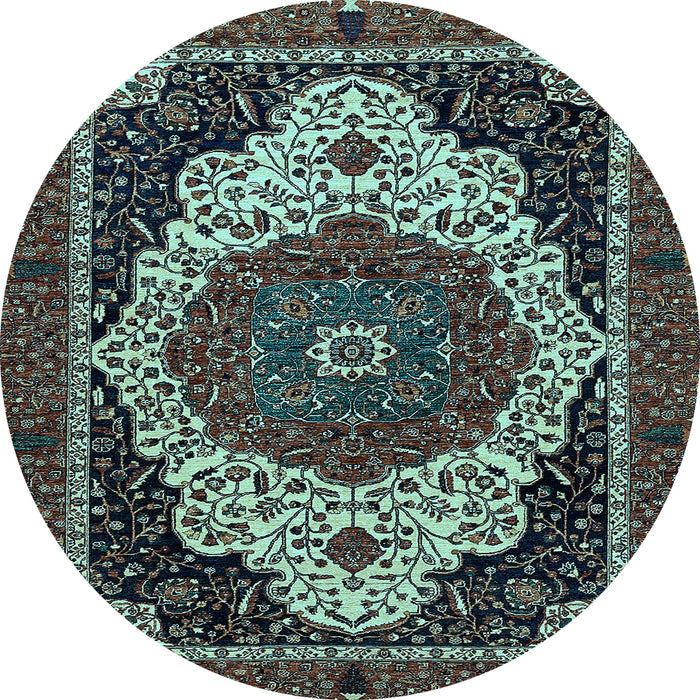 Round Abstract Light Blue Modern Rug, abs351lblu