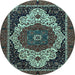 Round Abstract Light Blue Modern Rug, abs351lblu