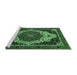 Sideview of Machine Washable Abstract Emerald Green Modern Area Rugs, wshabs351emgrn