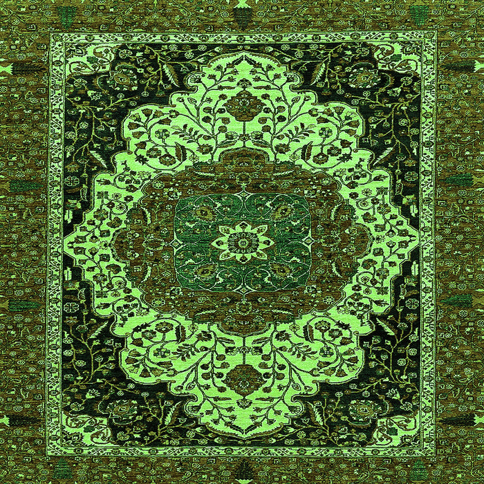 Square Machine Washable Abstract Green Modern Area Rugs, wshabs351grn