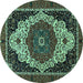 Round Abstract Turquoise Modern Rug, abs351turq