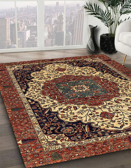 Abstract Red Modern Rug in Family Room, abs351