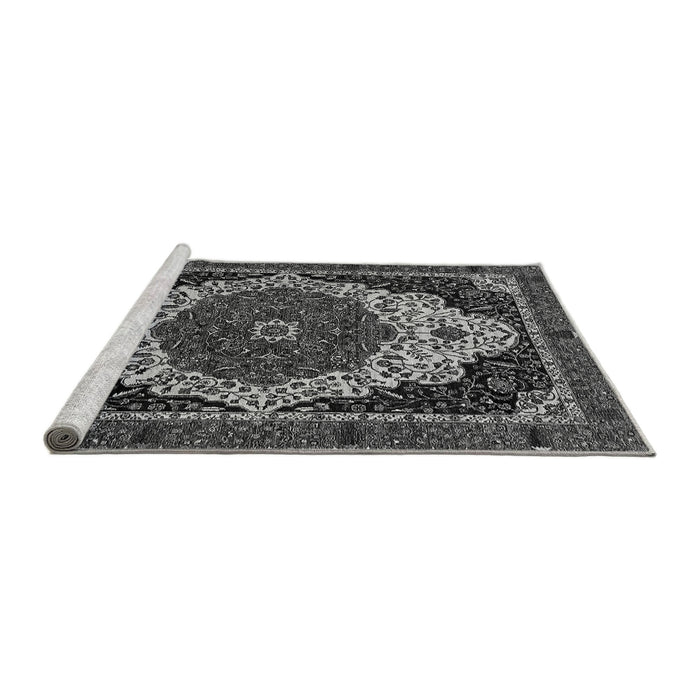 Sideview of Machine Washable Abstract Gray Modern Rug, wshabs351gry
