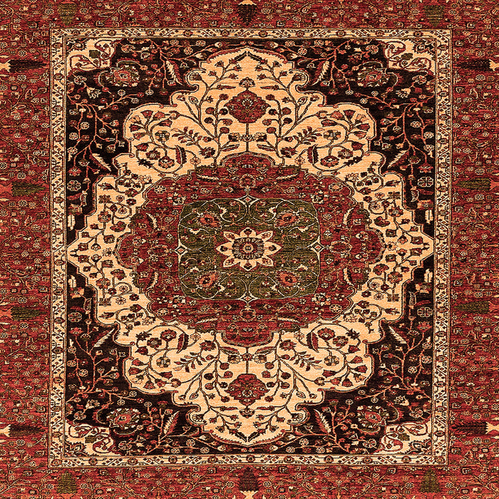 Square Machine Washable Abstract Orange Modern Area Rugs, wshabs351org