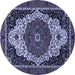 Round Machine Washable Abstract Blue Modern Rug, wshabs351blu