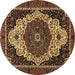 Round Machine Washable Abstract Brown Modern Rug, wshabs351brn