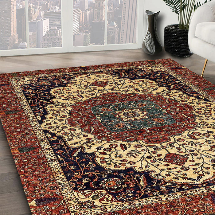 Abstract Red Modern Rug in Family Room, abs351