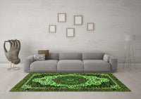 Machine Washable Abstract Green Modern Rug, wshabs351grn