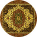 Round Abstract Yellow Modern Rug, abs351yw