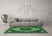 Machine Washable Abstract Emerald Green Modern Area Rugs in a Living Room,, wshabs351emgrn