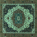 Square Abstract Turquoise Modern Rug, abs351turq