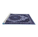 Sideview of Machine Washable Abstract Blue Modern Rug, wshabs351blu