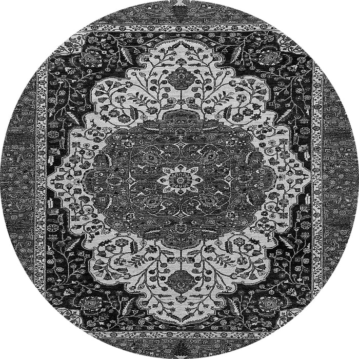 Round Machine Washable Abstract Gray Modern Rug, wshabs351gry