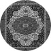 Round Machine Washable Abstract Gray Modern Rug, wshabs351gry