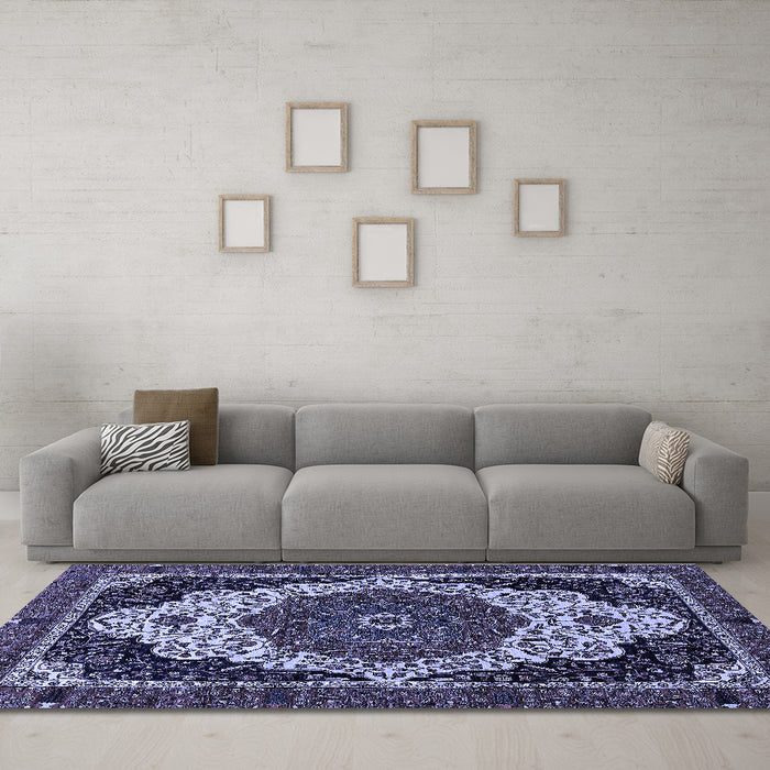 Machine Washable Abstract Blue Modern Rug in a Living Room, wshabs351blu