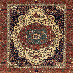 Square Abstract Red Modern Rug, abs351
