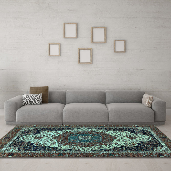 Machine Washable Abstract Light Blue Modern Rug in a Living Room, wshabs351lblu