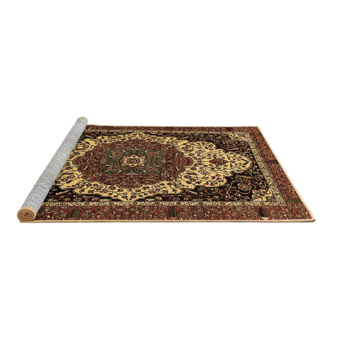 Sideview of Machine Washable Abstract Brown Modern Rug, wshabs351brn