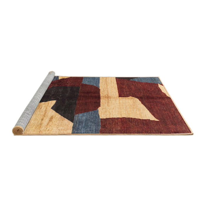 Sideview of Machine Washable Abstract Saffron Red Rug, wshabs3520