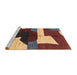 Sideview of Machine Washable Abstract Saffron Red Rug, wshabs3520