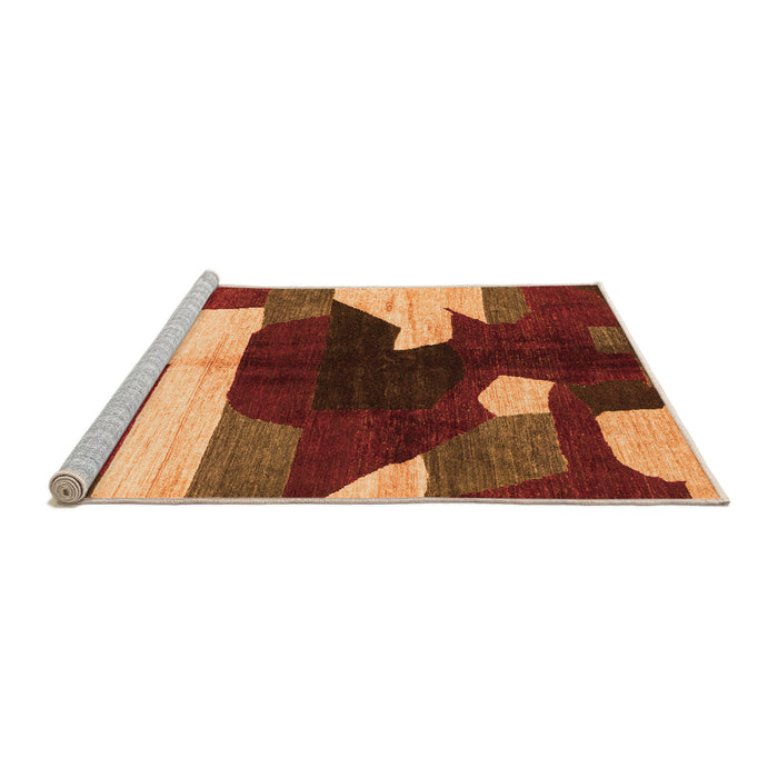Sideview of Machine Washable Abstract Orange Modern Area Rugs, wshabs3520org