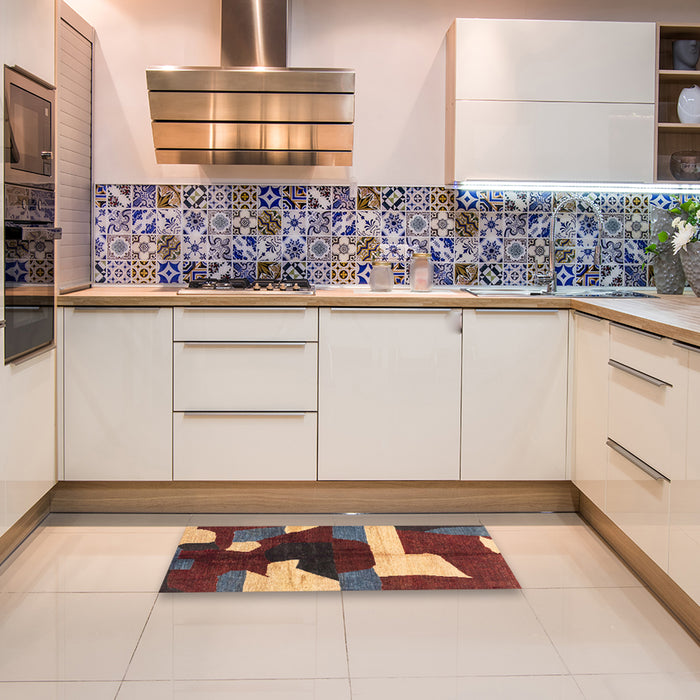 Abstract Saffron Red Modern Rug in a Kitchen, abs3520