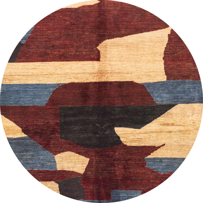 Round Machine Washable Abstract Saffron Red Rug, wshabs3520