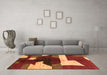 Machine Washable Abstract Orange Modern Area Rugs in a Living Room, wshabs3520org