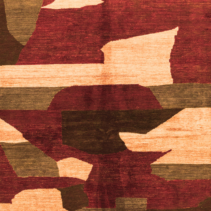 Square Machine Washable Abstract Orange Modern Area Rugs, wshabs3520org