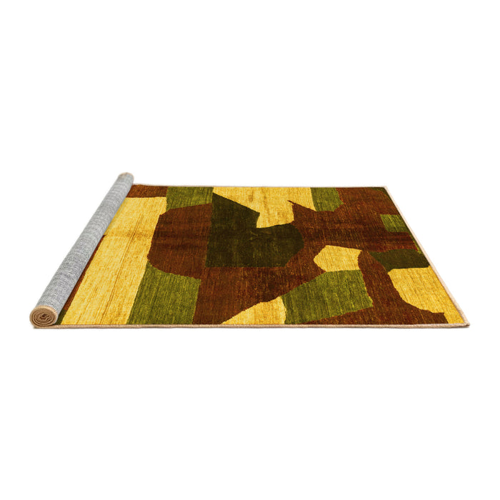 Sideview of Machine Washable Abstract Yellow Modern Rug, wshabs3520yw