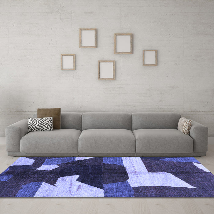 Machine Washable Abstract Blue Modern Rug in a Living Room, wshabs3520blu