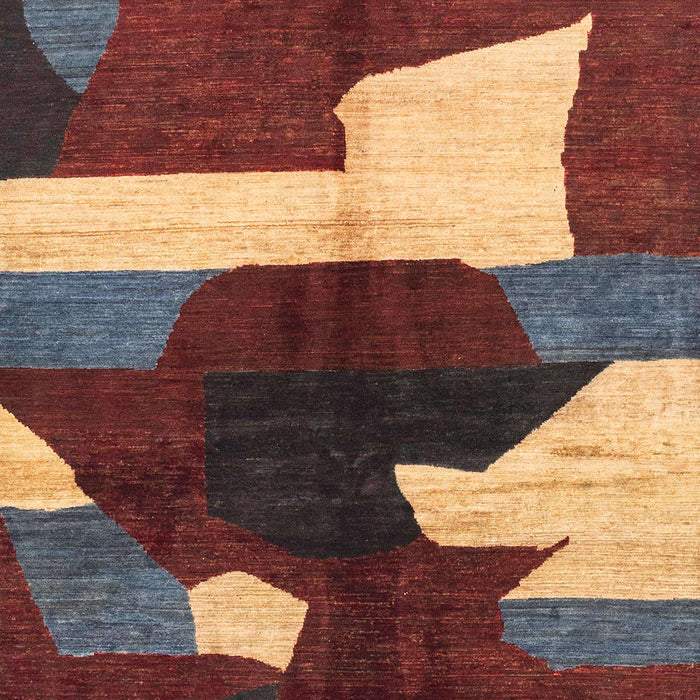 Machine Washable Abstract Saffron Red Rug, wshabs3520