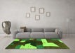 Machine Washable Abstract Green Modern Area Rugs in a Living Room,, wshabs3520grn