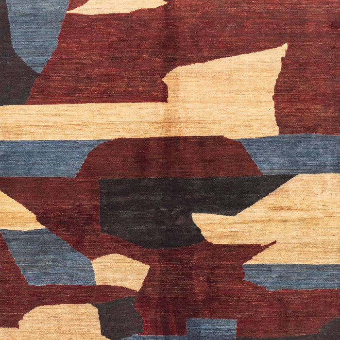 Square Machine Washable Abstract Saffron Red Rug, wshabs3520