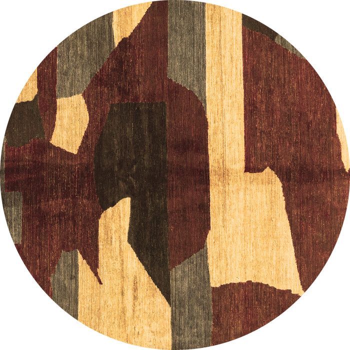 Round Abstract Brown Modern Rug, abs3520brn