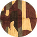 Round Abstract Brown Modern Rug, abs3520brn