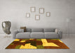 Machine Washable Abstract Yellow Modern Rug in a Living Room, wshabs3520yw