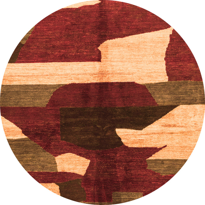 Round Abstract Orange Modern Rug, abs3520org