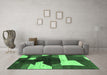 Machine Washable Abstract Emerald Green Modern Area Rugs in a Living Room,, wshabs3520emgrn