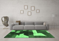 Machine Washable Abstract Emerald Green Modern Rug, wshabs3520emgrn