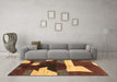 Machine Washable Abstract Brown Modern Rug in a Living Room,, wshabs3520brn