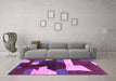 Machine Washable Abstract Purple Modern Area Rugs in a Living Room, wshabs3520pur