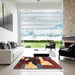 Square Abstract Saffron Red Modern Rug in a Living Room, abs3520