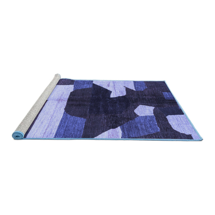 Sideview of Machine Washable Abstract Blue Modern Rug, wshabs3520blu